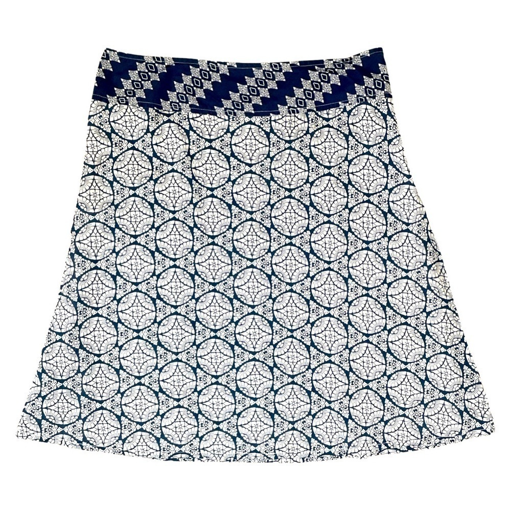 EDDIE Bauer Navy White Print Cotton Skirt Women’s Size 6.